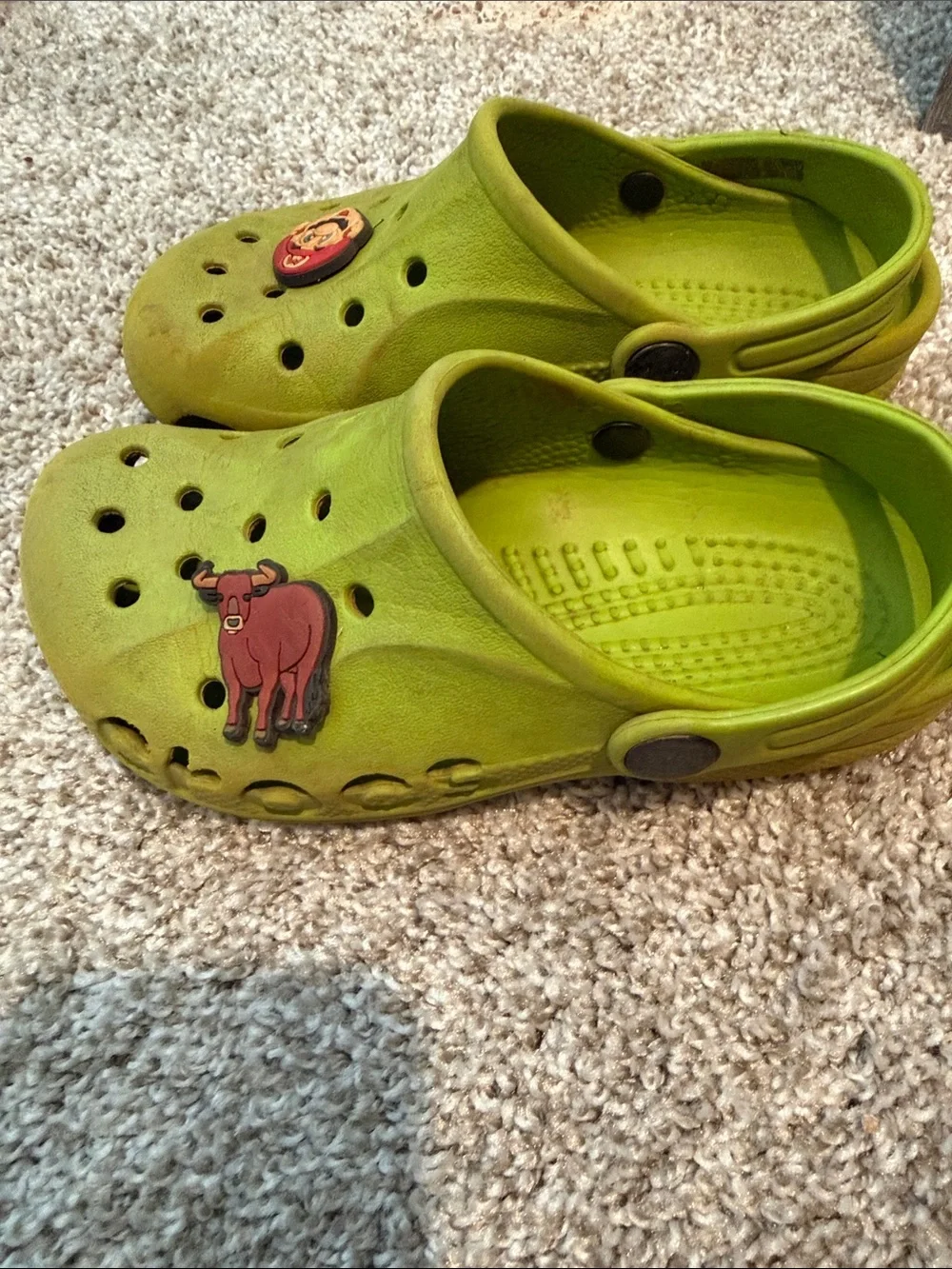 Kids Lime Green Crocs with Mario Charm